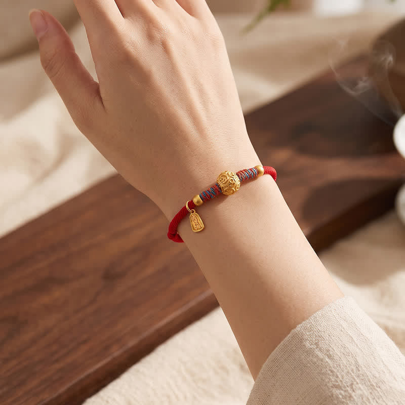 Buddha Stones 999 Sterling Silver Red String Protection Hand-Woven Bracelet