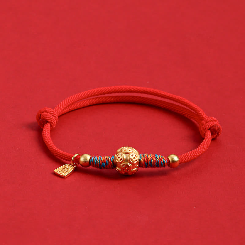 Buddha Stones 999 Sterling Silver Red String Protection Hand-Woven Bracelet