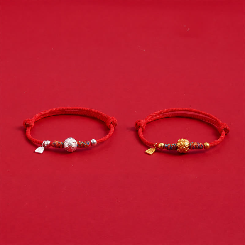 Buddha Stones 999 Sterling Silver Red String Protection Hand-Woven Bracelet