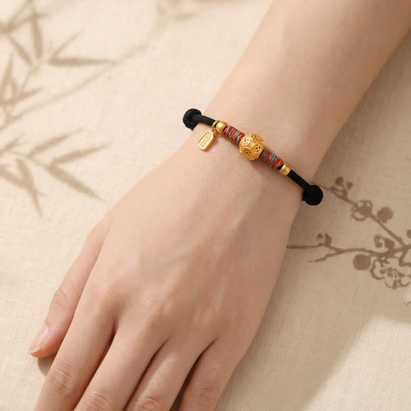 Buddha Stones 999 Sterling Silver Red String Protection Hand-Woven Bracelet