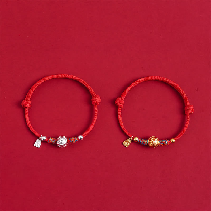 Buddha Stones 999 Sterling Silver Red String Protection Hand-Woven Bracelet
