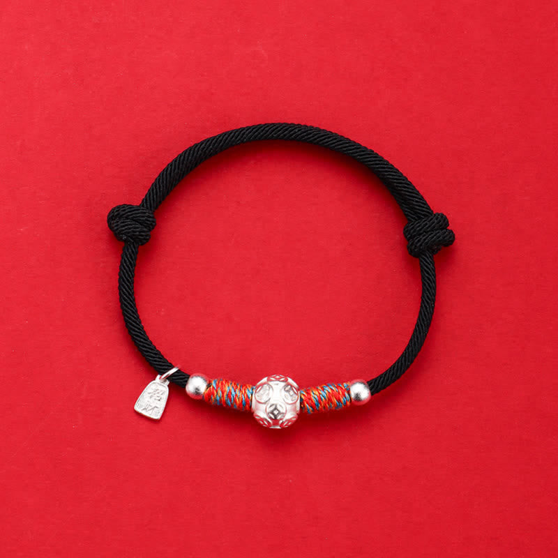 Buddha Stones 999 Sterling Silver Red String Protection Hand-Woven Bracelet