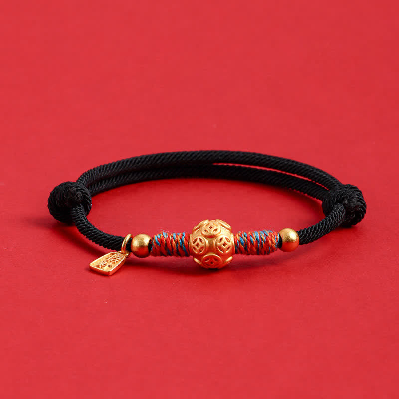 Buddha Stones 999 Sterling Silver Red String Protection Hand-Woven Bracelet