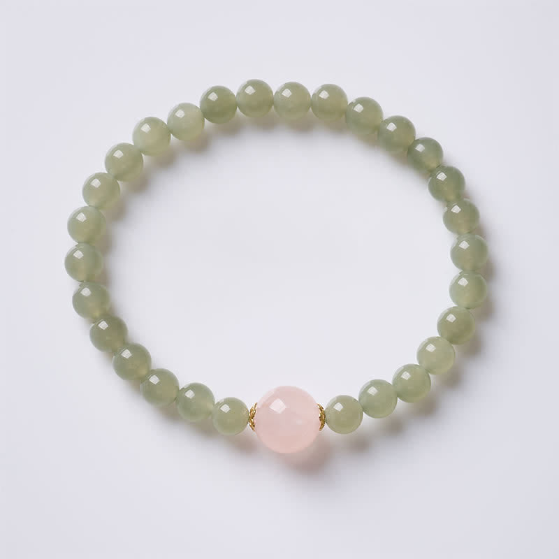 Buddha Stones Jade Rose Quartz Harmony New Chinese Style Bracelet