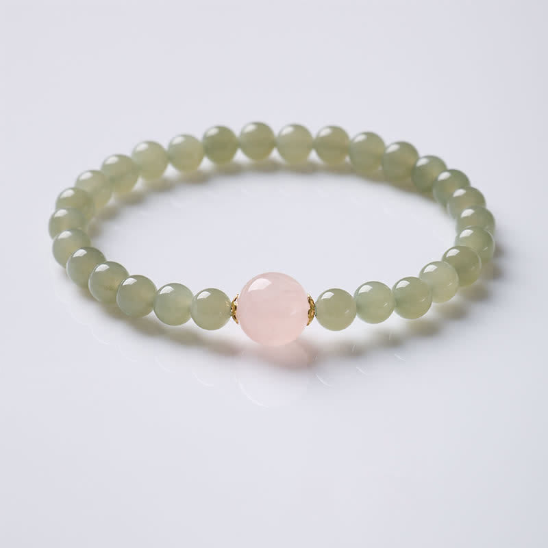 Buddha Stones Jade Rose Quartz Harmony New Chinese Style Bracelet