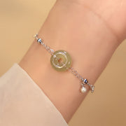 EverestArtstudios Hetian Jade Peace Buckle 925 Sterling Silver Luck Bracelet