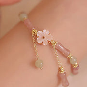 EverestArtstudios Strawberry Quartz Bamboo Hetian Jade Romantic Bracelet
