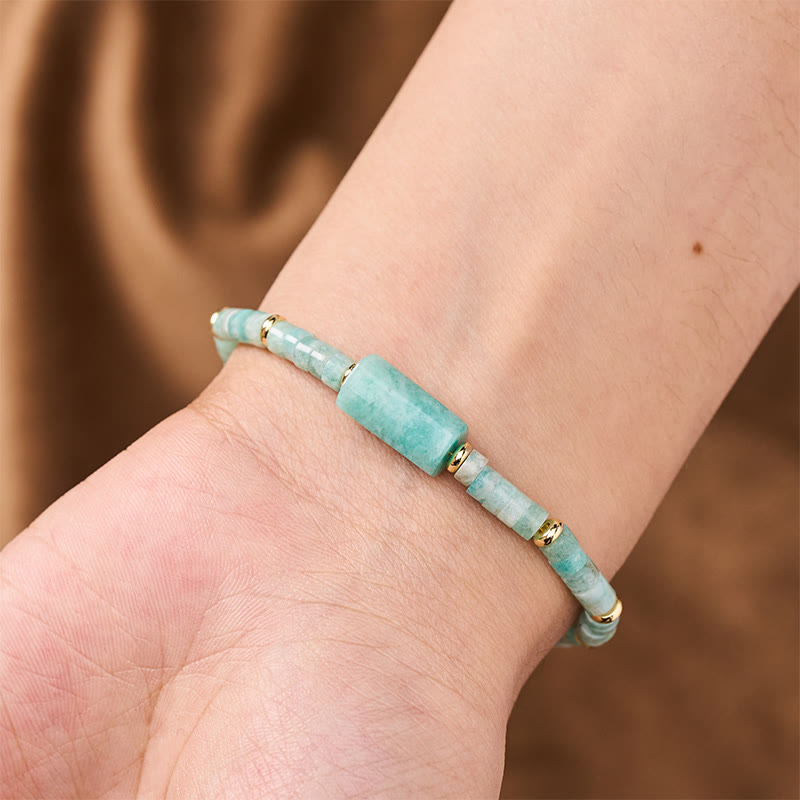 Buddha Stones Amethyst Amazonite Strawberry Quartz Sodalite Truth Faceted Cylinder Accent Bracelet