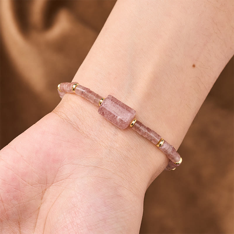 Buddha Stones Amethyst Amazonite Strawberry Quartz Sodalite Truth Faceted Cylinder Accent Bracelet