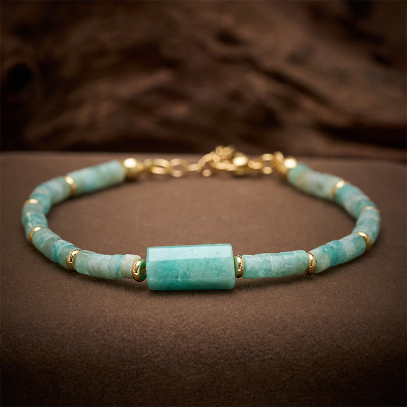 Buddha Stones Amethyst Amazonite Strawberry Quartz Sodalite Truth Faceted Cylinder Accent Bracelet