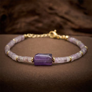 Buddha Stones Amethyst Amazonite Strawberry Quartz Sodalite Truth Faceted Cylinder Accent Bracelet