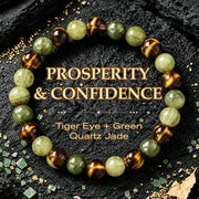 EverestArtstudios Tiger Eye Jade Strength Round Beaded Bracelet