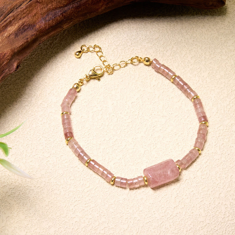 Buddha Stones Amethyst Amazonite Strawberry Quartz Sodalite Truth Faceted Cylinder Accent Bracelet