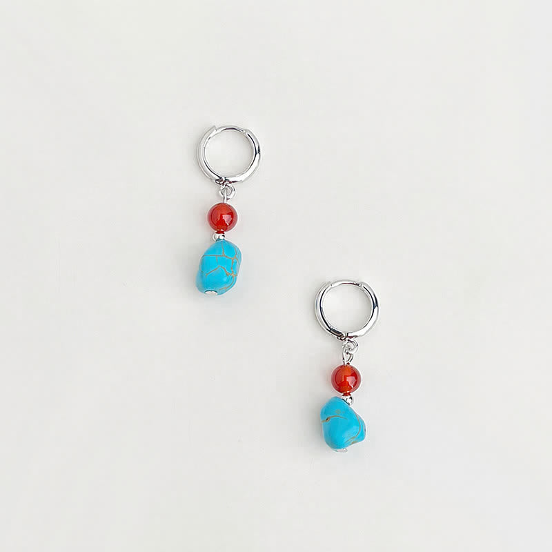EverestArtStudios Turquoise Red Agate Purification Hoop Earrings