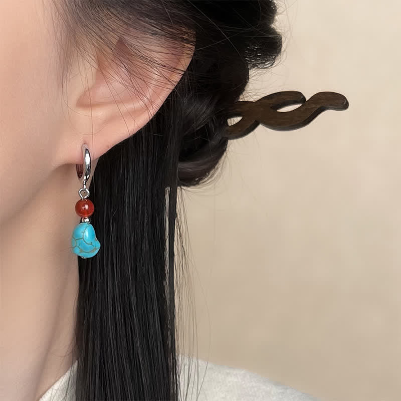 EverestArtStudios Turquoise Red Agate Purification Hoop Earrings