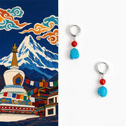 EverestArtStudios Turquoise Red Agate Purification Hoop Earrings