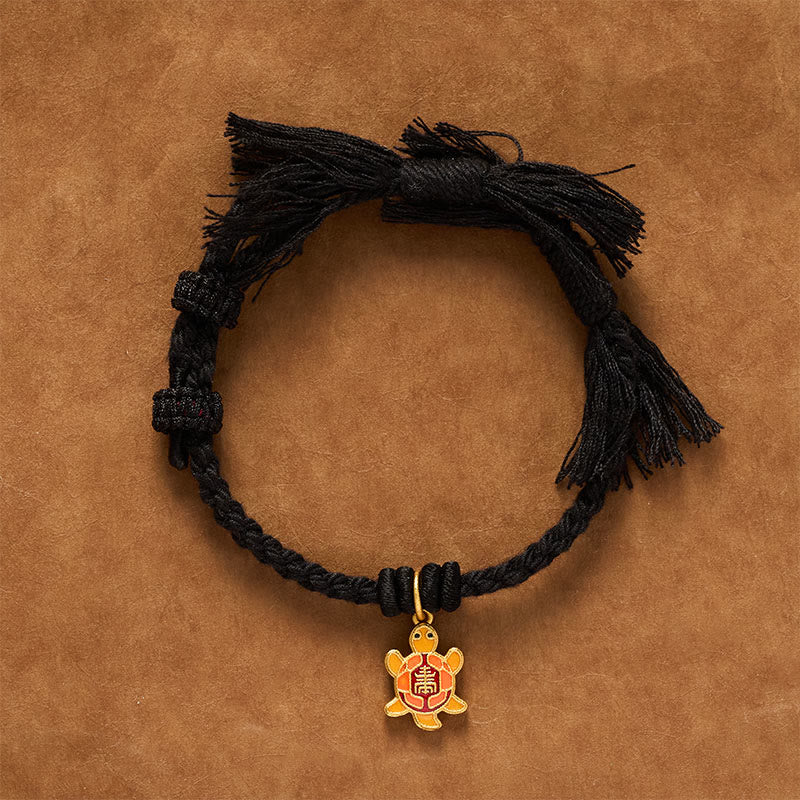 Buddha Stones Turtle Charm Gold Plated Copper Red String Balance Tibet Bracelet