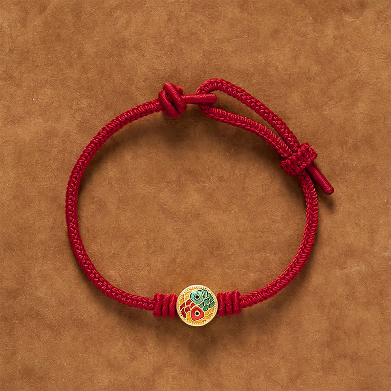 Buddha Stones Red String Double Koi Fish Auspicious Bracelet