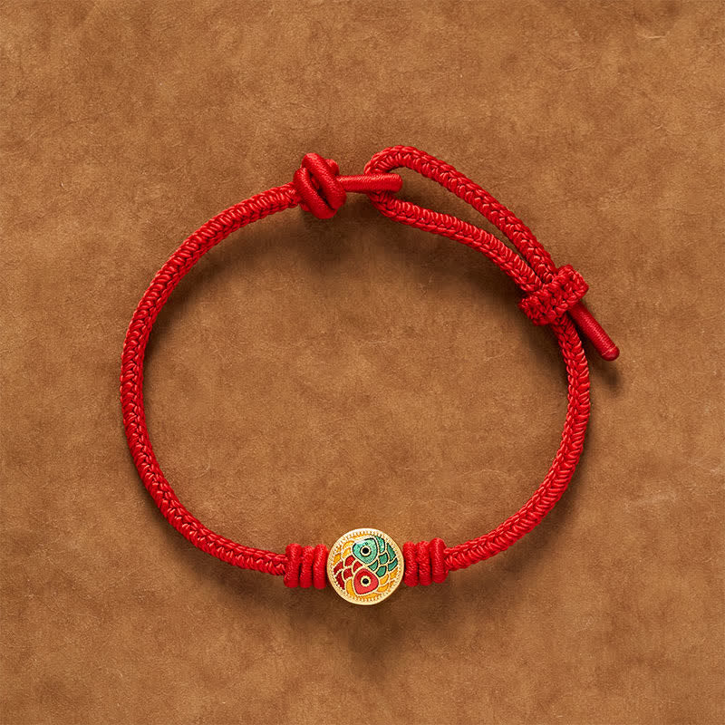 Buddha Stones Red String Double Koi Fish Auspicious Bracelet