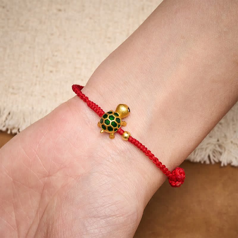Buddha Stones Handmade Turtle Luck Braided Red String Bracelet