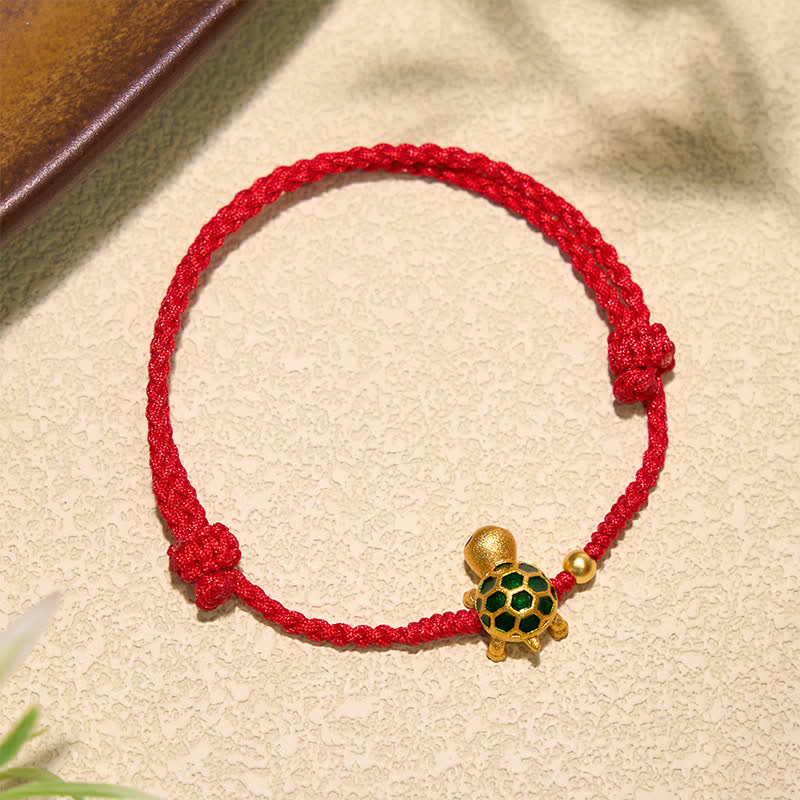 Buddha Stones Handmade Turtle Luck Braided Red String Bracelet