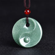 EverestArtstudios Green Jade Yin Yang Balance Braided Cord Necklace