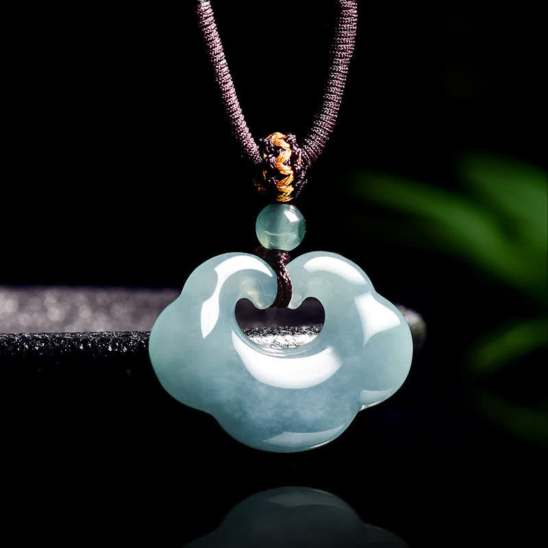 EverestArtstudios Jade Ruyi Cloud Chinese Lock Charm Luck Pendant Necklace