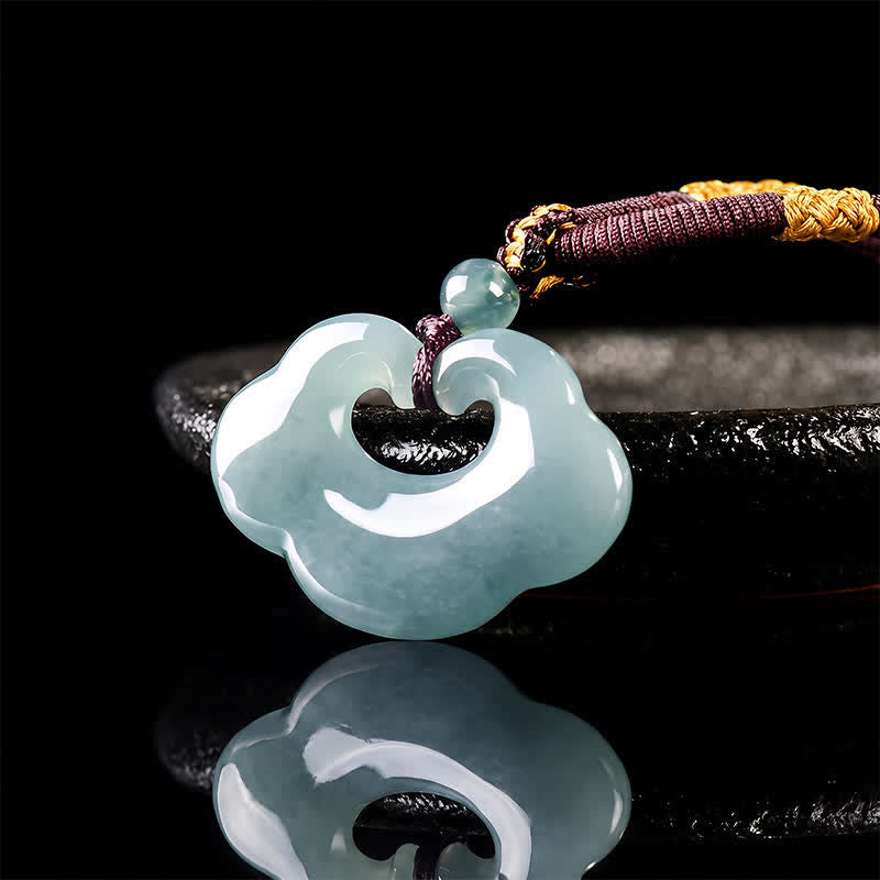 EverestArtstudios Jade Ruyi Cloud Chinese Lock Charm Luck Pendant Necklace