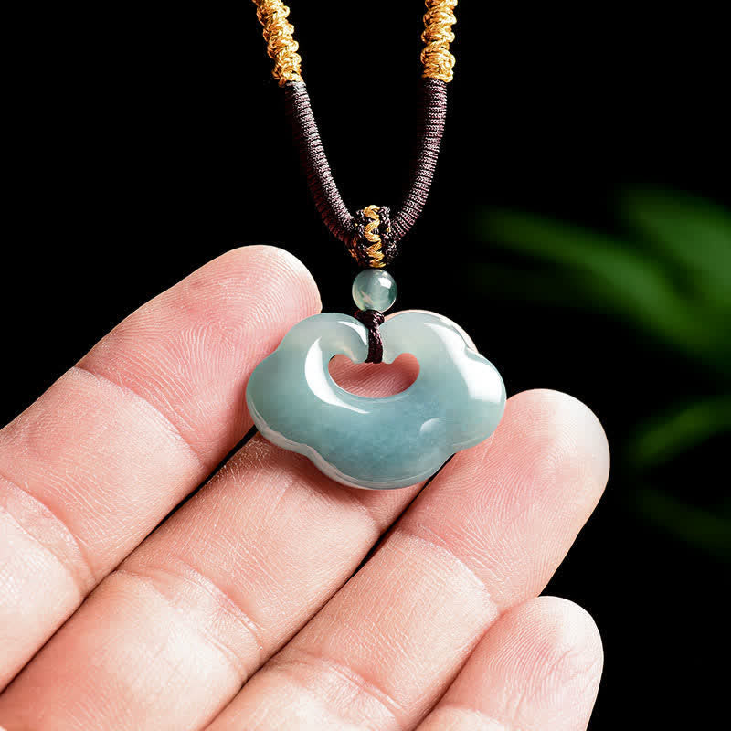 EverestArtstudios Jade Ruyi Cloud Chinese Lock Charm Luck Pendant Necklace