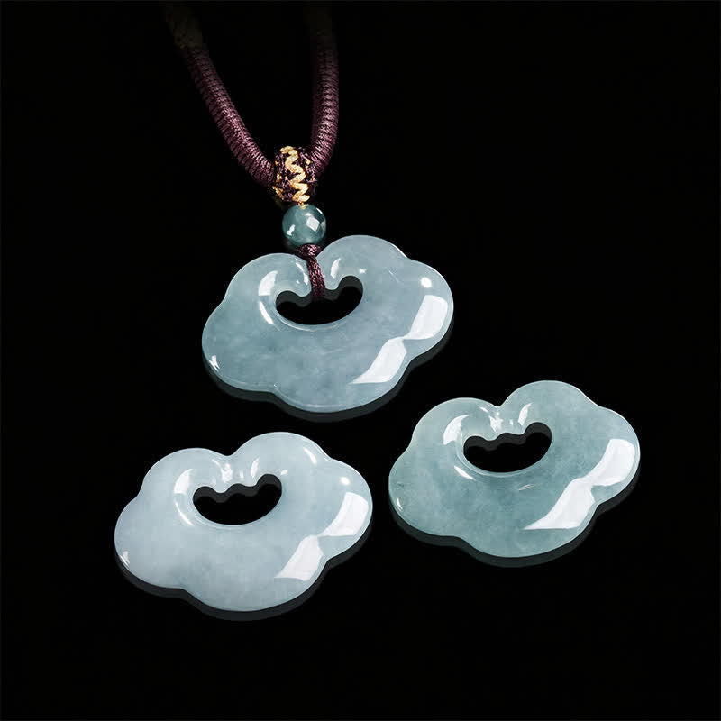 EverestArtstudios Jade Ruyi Cloud Chinese Lock Charm Luck Pendant Necklace