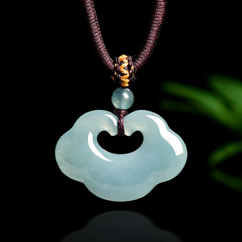 EverestArtstudios Jade Ruyi Cloud Chinese Lock Charm Luck Pendant Necklace