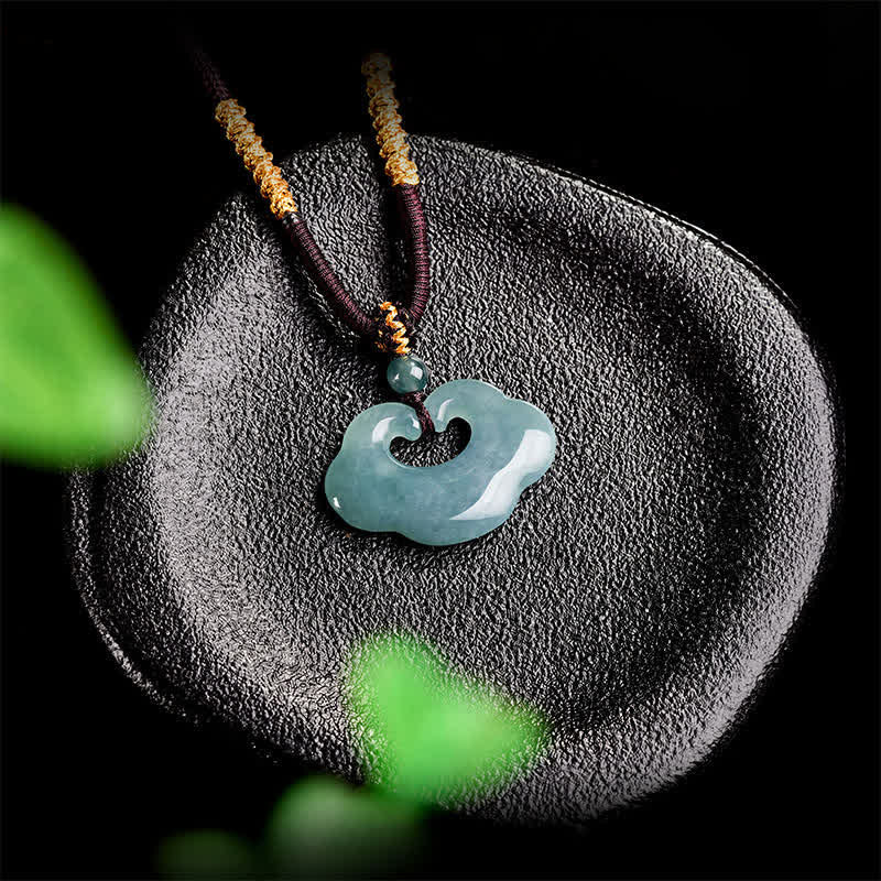 EverestArtstudios Jade Ruyi Cloud Chinese Lock Charm Luck Pendant Necklace