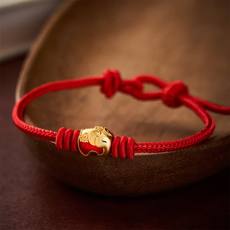 Buddha Stones Red Elephant Red String Lucky Protection Bracelet