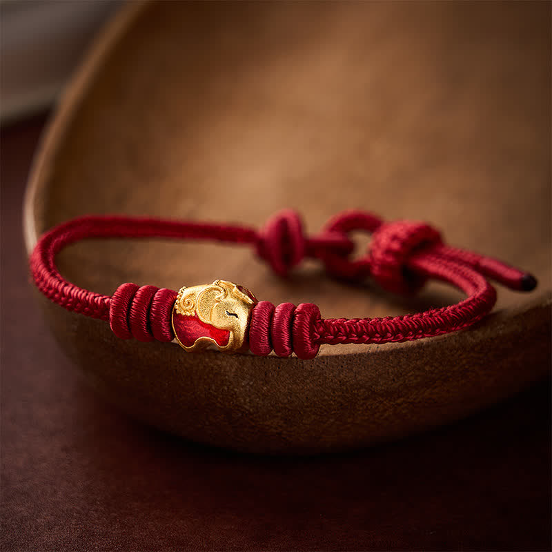 Buddha Stones Red Elephant Red String Lucky Protection Bracelet
