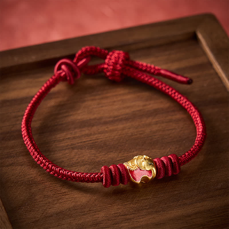Buddha Stones Red Elephant Red String Lucky Protection Bracelet