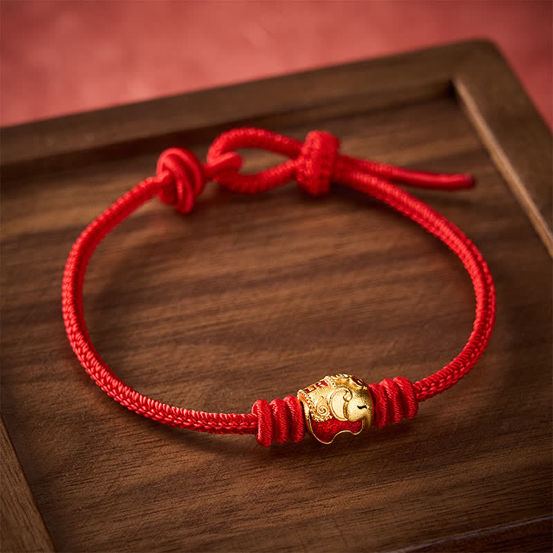 Buddha Stones Red Elephant Red String Lucky Protection Bracelet