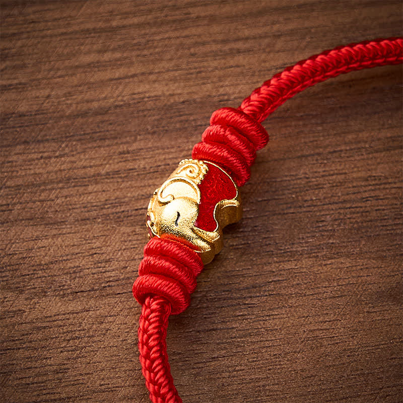 Buddha Stones Red Elephant Red String Lucky Protection Bracelet