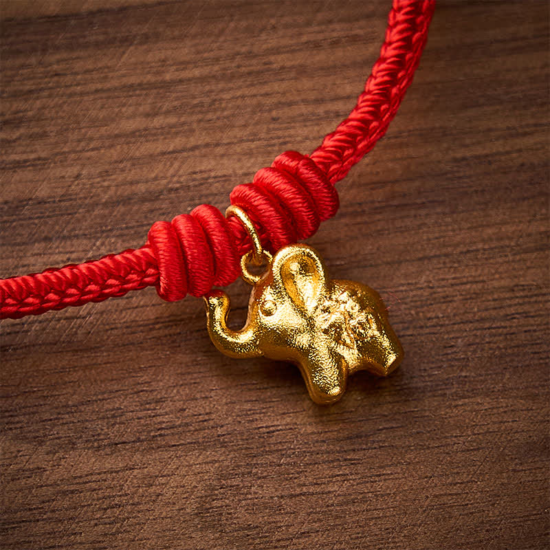 Buddha Stones Elephant Fu Character Red String Strength Braided Rope Bracelet