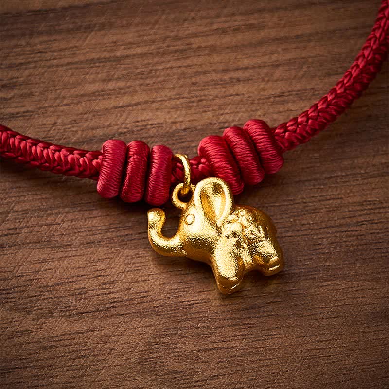 Buddha Stones Elephant Fu Character Red String Strength Braided Rope Bracelet