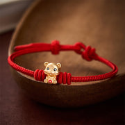 Buddha Stones Tiger Money Bag Red String Luck Braided Rope Bracelet