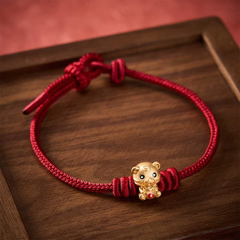 Buddha Stones Tiger Money Bag Red String Luck Braided Rope Bracelet