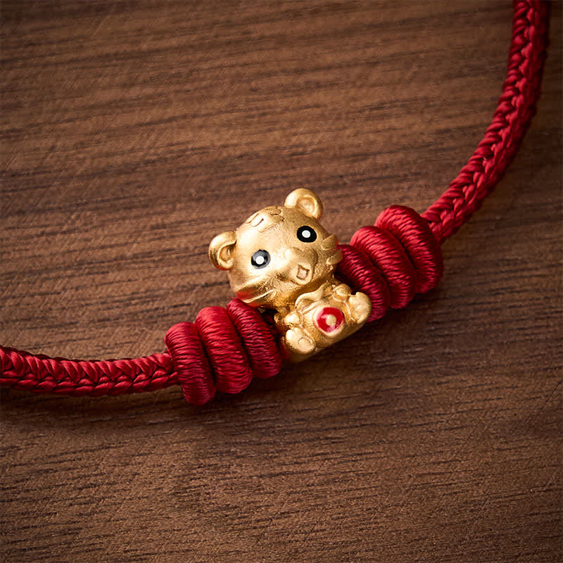 Buddha Stones Tiger Money Bag Red String Luck Braided Rope Bracelet