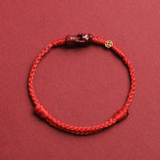 Buddha Stones Cinnabar Pi Xiu 925 Sterling Silver Chinese Coin Wealth Red String Adjustable Bracelet