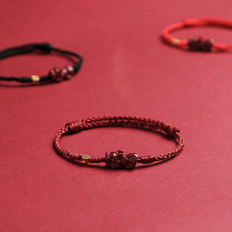 Buddha Stones Cinnabar Pi Xiu 925 Sterling Silver Chinese Coin Wealth Red String Adjustable Bracelet