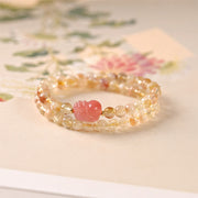 Buddha Stones Citrine Pi Xiu Abundance and Wealth Double Wrap Bracelet