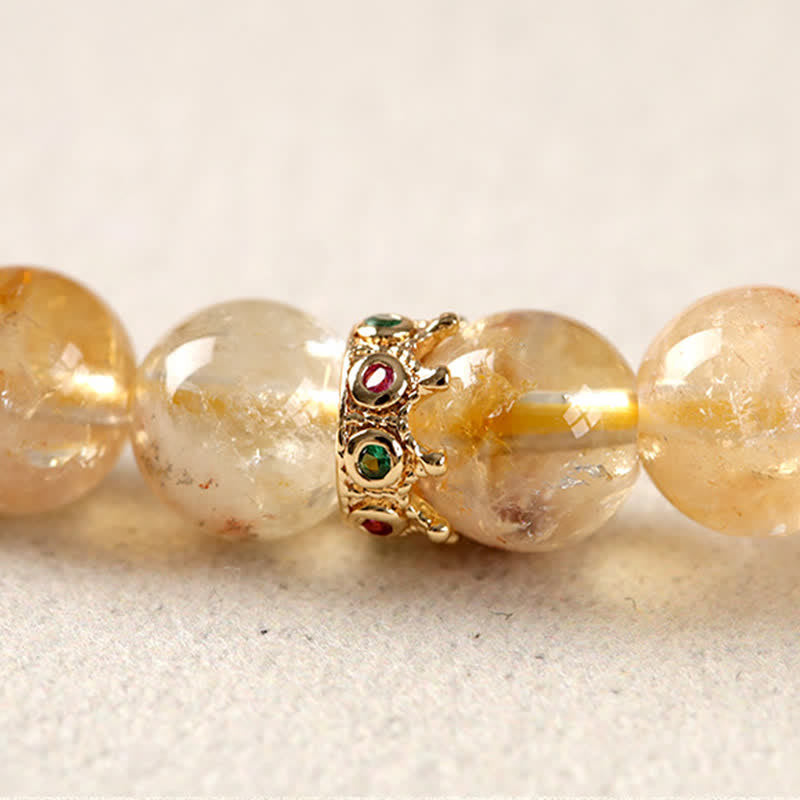 Buddha Stones Citrine Pi Xiu Abundance and Wealth Double Wrap Bracelet