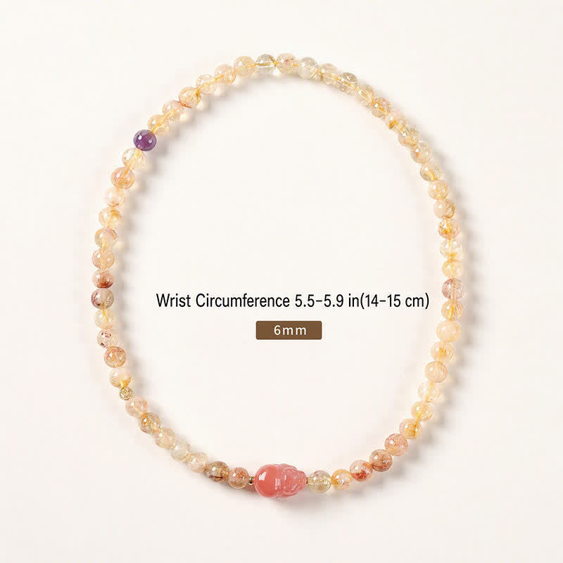 Buddha Stones Citrine Pi Xiu Abundance and Wealth Double Wrap Bracelet