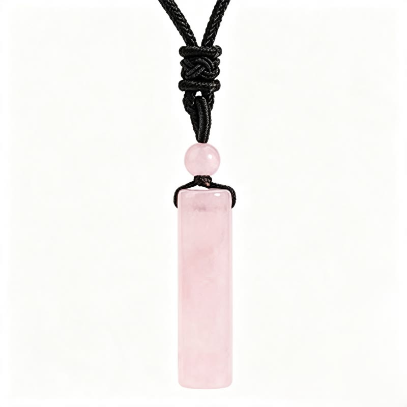 Buddha Stones Various Crystal Rose Quartz Green Aventurine Amethyst Cylinder Healing Necklace Pendant