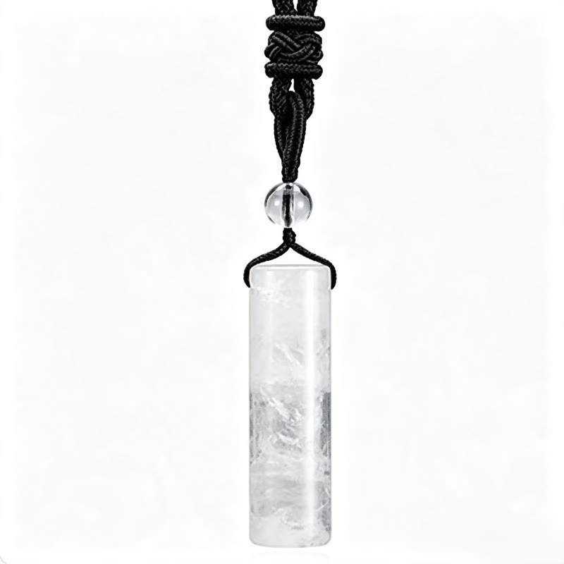 Buddha Stones Various Crystal Rose Quartz Green Aventurine Amethyst Cylinder Healing Necklace Pendant
