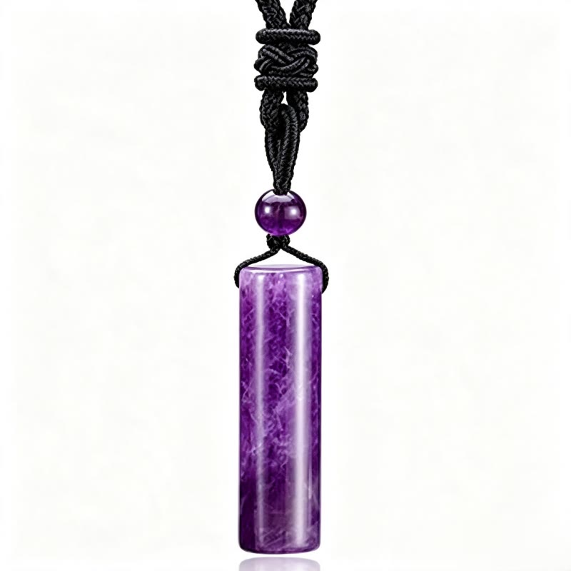 Buddha Stones Various Crystal Rose Quartz Green Aventurine Amethyst Cylinder Healing Necklace Pendant